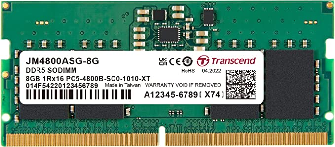 Transcend JetRam JM4800ASG-8G memory module 8 GB 1 x 8 GB DDR5 4800 MHz